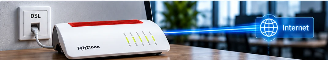 FRITZ!Box mit DSL-Anschluss im Büro