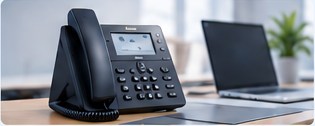 IP-Telefon auf einem Arbeitsplatz für kleine Unternehmen