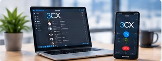 Mobiles Arbeiten mit 3CX auf Laptop und Smartphone