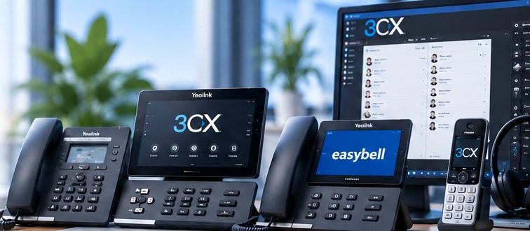 IP-Telefonie mit 3CX-Telefonanlage, Tischtelefonen und Softphone