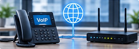 Illustration: IP-Telefonie und Internetanbindung